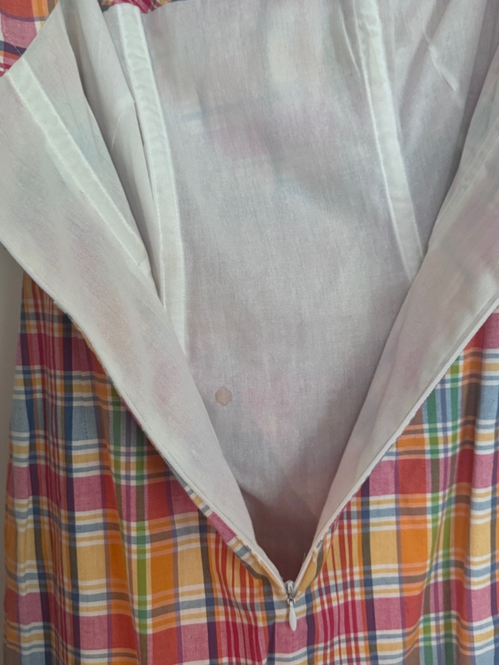 Vintage Y2K Shoshanna Madras Plaid Strapless Dress Cotton Made in USA Size 2 - Picture 4 of 7